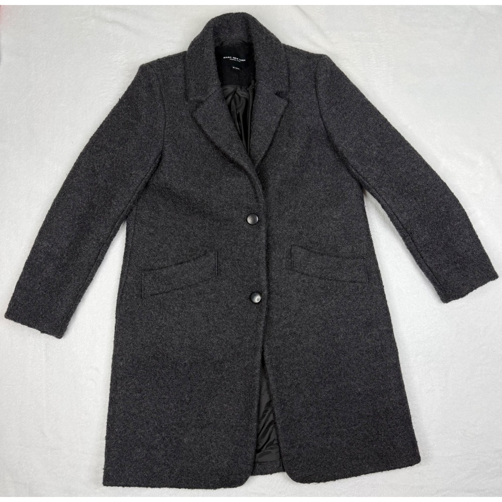 Marc New York Andrew Marc Womens Wool Blend Coat Charcoal Grey Size 10 Longline